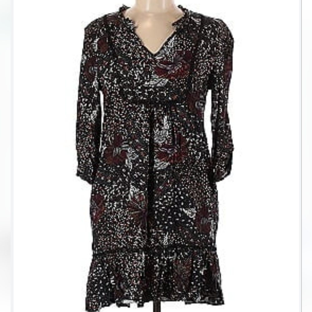 Tribal Femme Ruffle Hem Boho Floral Print Dress Extra Large